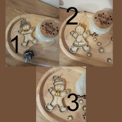 Boule de noël pain épice personnalisée en bois